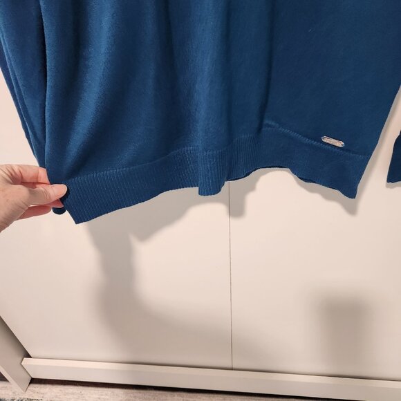 Calvin Klein Women's Teal Blue Long Sleeve Classic Soft Turtleneck Sweater-Large - Picture 6 of 7